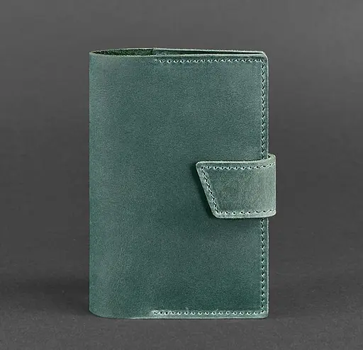 Шкіряна обкладинка для паспорта 4.0 зелена Crazy Horse - фото 6