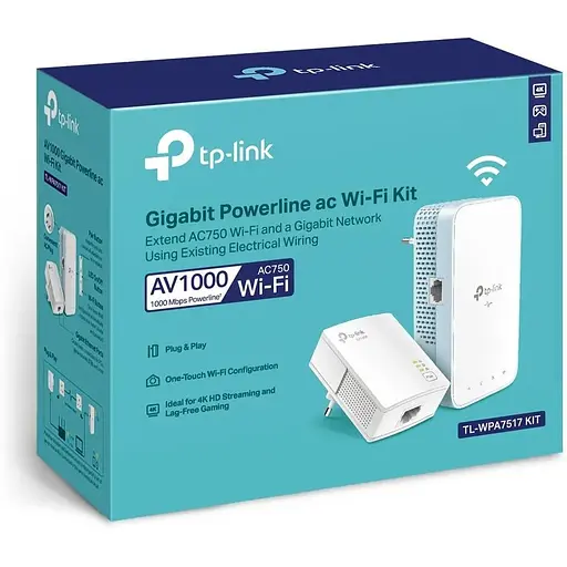 Комплект адаптеров TP-Link Powerline TL-WPA7517KIT (TL-WPA7517 + TL-PA7017) AC1200, AV1000, 1xGE MESH - фото 3
