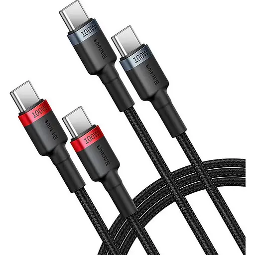 Кабель Baseus Cafule Charging Type-C to Type-C 100W 1m 2pcs Black (P10318306003-00) [141246] - фото 2