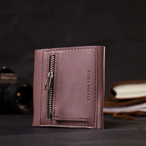 Кожаный женский кошелек Grande Pelle 10х9.7х1 см acs0027016 - фото 7