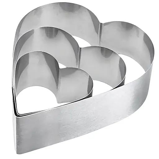 Набір металевих форм кілець для десертів, тістечок, випічки тортів у формі сердець 20х19 см (висота 10 см), Master Class Сріблястий 87041 - фото 1