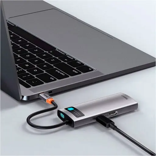 USB-хаб Baseus Metal Gleam Series 5 в 1 Multifunctional Gray (WKWG020013) [96294] - фото 8