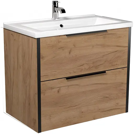 Тумба Мойдодир Line Craft 70 з умивальником Cosmo 70 дуб крафт/Чорний - фото 1