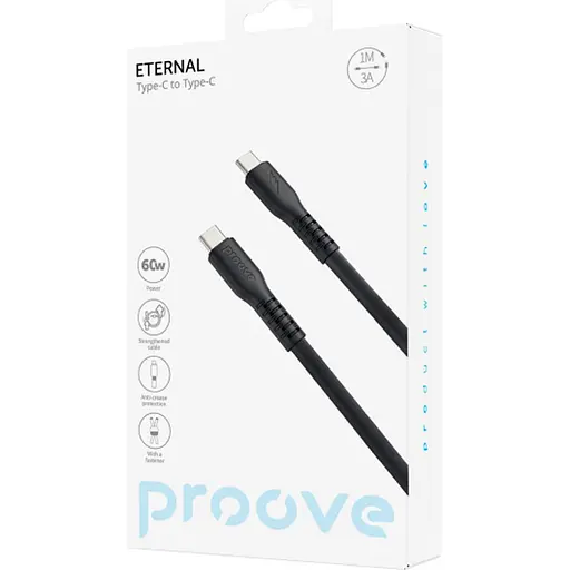 Кабель Proove Eternal USB-C to USB-C 60W 1m Black (CCET60002201) [131024] - фото 2