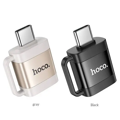 Переходник Hoco UA31C Type-C male to USB female OTG adapter серый - фото 5