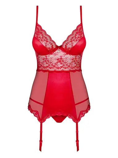 Корсет з підв'язками для панчох Obsessive Lovica S/M червоний - фото 6