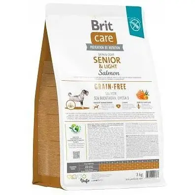 Сухой корм Brit Care Dog Grain-free Senior & Light для стареющих беззерновых собак с лососем 3 кг - фото 3