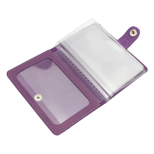 Обложка на документы кожаная на кнопке HC0035 фуксия - фото 3