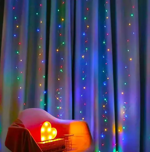 Новогодняя светодиодная гирлянда-штора Роса 3x2 м с 200 цветными LED лампочками и питанием USB - фото 4