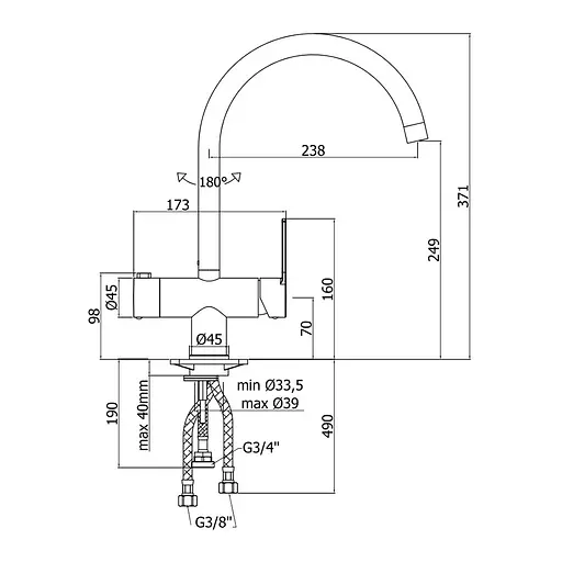 Змішувач для кухні Paffoni Ringo RIN184CR Хром - фото 2