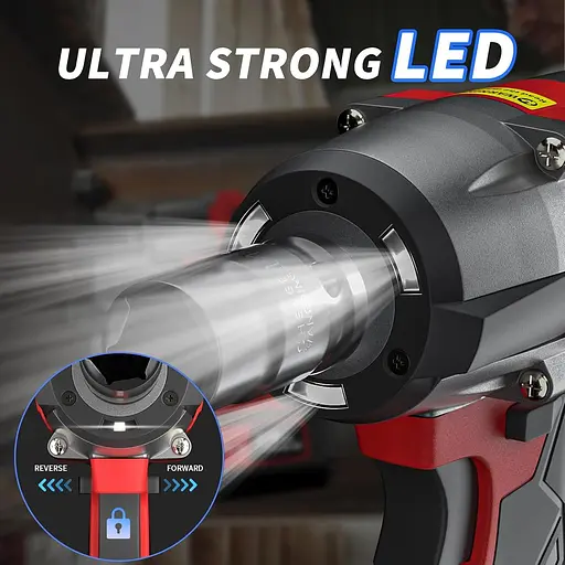 Електричний акумуляторний гайковий ключ 550 нм, набір ударних викруток з батарейним живленням 1/2 зі змінною швидкістю 2500 н/хв - фото 5