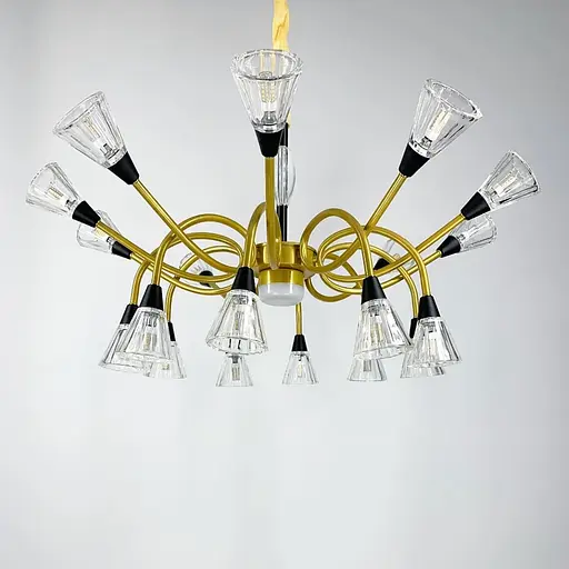 Незвична золотиста люстра із закрученими ріжками Line.F H 9866/10+10 - фото 1