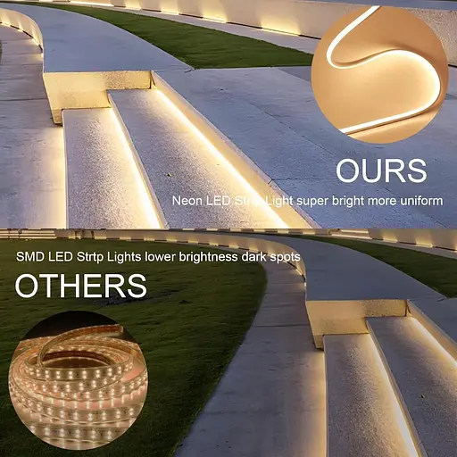 KSIBNW 220V Неонова світлодіодна стрічка для зовнішнього нейтрального білого 4000K, світлодіодна стрічка 2 м із блоком живлення - фото 5