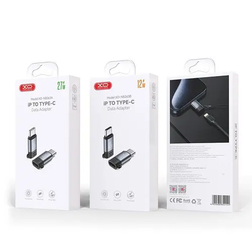 Конектор XO NB263A Lightning Female TO TYPE-C Male PD27W Чорний - фото 4