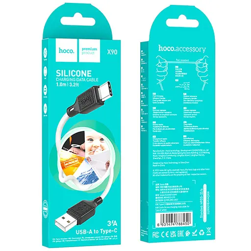 Дата кабель Hoco X90 Cool silicone USB to Type-C (1m) White - фото 5