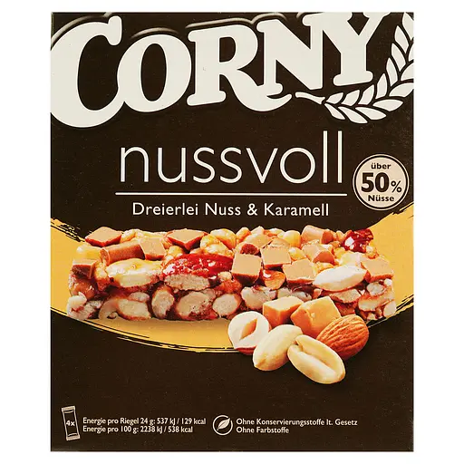 Батончик Corny злаковий з горіхами та карамеллю 96 г
