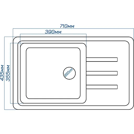 Кухонна мийка Romzha Trei 71 Antracit (902) - фото 2