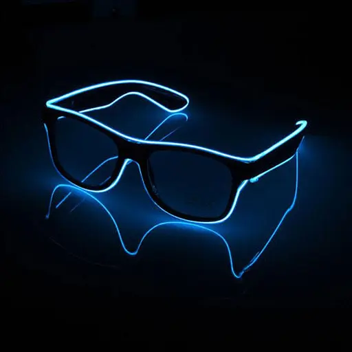 Очки светодиодные Leds прозрачные El Neon ray blue неоновые
