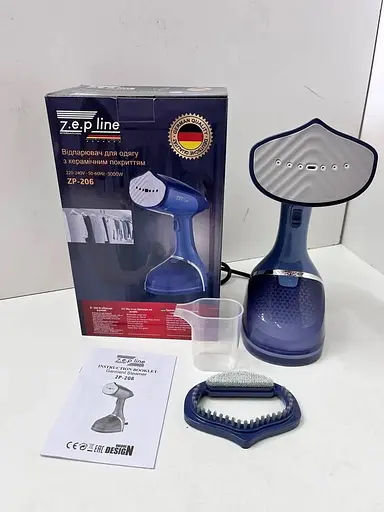 Ручний вертикальний відпарювач Zepline ZP-206 з керамічним покриттям 3000 Вт для одягу 4500 мл Синій - фото 8