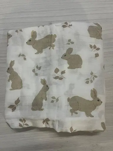 Набор муслиновых детских пеленальных одеял OldBro комплект из 2 шт. размер 100х120 см заяц/сердечко - фото 7