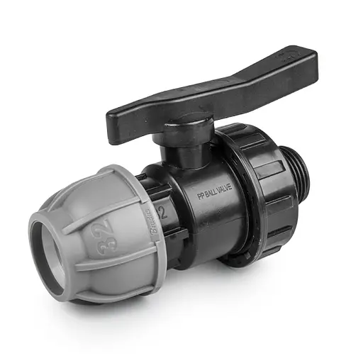 Кран Bradas для труб PE 20 мм x 1/2 PN10 із зовнішнім різьбленням (DSRA10V20M12) - фото 1