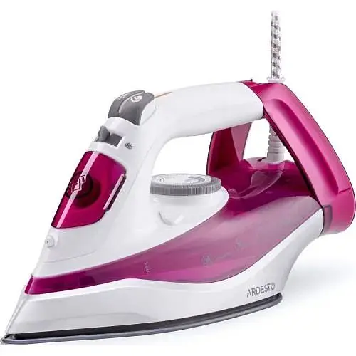 Утюг Ardesto IR-C2230-BUR, White/Purple, 2200 Вт, керамика, паровой удар, резервуар 300 мл, защита от кальцинации, антикапля, плавная регулировка мощности пара, автоматическое отключение, мерный стакан для воды, горизонтальное отпаривание - фото 1