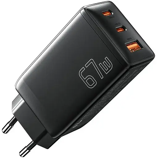 Мережевий зарядний пристрій EssagerDIANYUN 67W GaN travel charger 2C+A чорний - фото 1