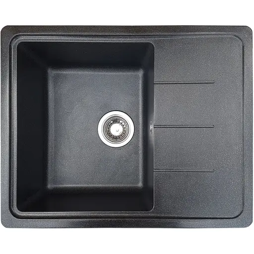 Гранітна кухонна мийка Romzha Patrat 62 Antracit (902) з крилом - фото 1