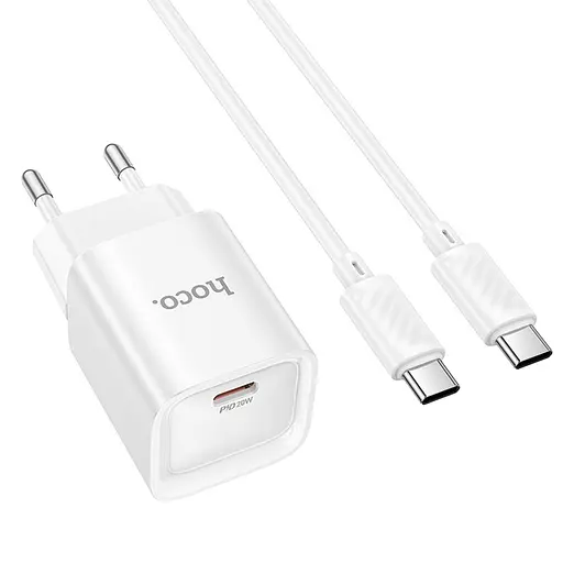 МЗП Hoco C146A Charm PD20W (1USB-C) + кабель Type-C to Type-C White - фото 3