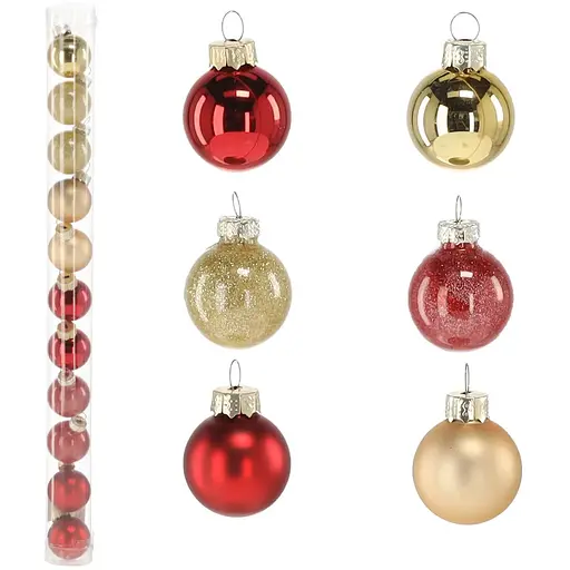 Набір ялинкових кульок Chomik мікс 3 см 11 шт. червоний, золото (5900779882188) - фото 3