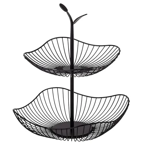 Фруктовница Elisey Деликатес металлическая двухъярусная черная 28x36.5 см (9203-023) - фото 2