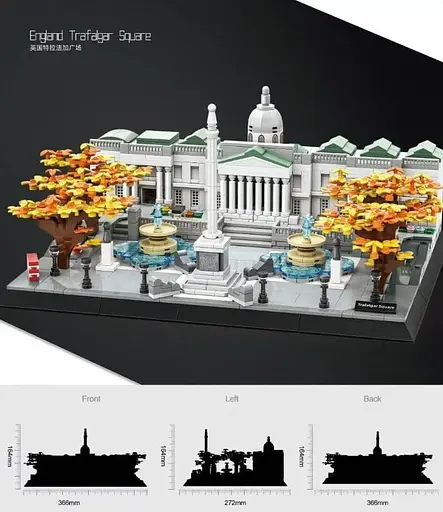 Конструктор Архитектура Wange 3D Трафальгарская площадь Лондон Trafalgar Square для детей и взрослых 3Д 1245 деталей - фото 6