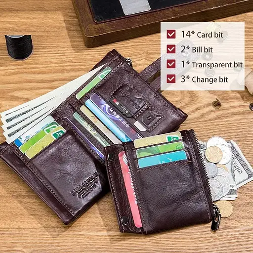 Мужской кожаный кошелек BULL 9.5х12х2 см acs0029239 - фото 5