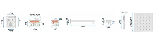 Душова система прихованого монтажу Rea Fenix-Davis з термостатом brushed gold REA-P6358, Золотий - фото 6