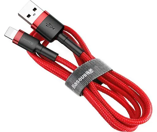 Кабель длинный 3 метра Baseus Cafule USB Lightning 3м красный с черным CALKLF-R09 - фото 1