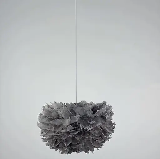 Світильник з натуральним пір’ям сірого кольору Line.F Діаметр 40см - фото 4