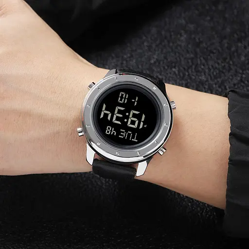 Наручний годинник чоловічий 1864LSIBK Silver-Black Leather Skmei acs0030521 - фото 3