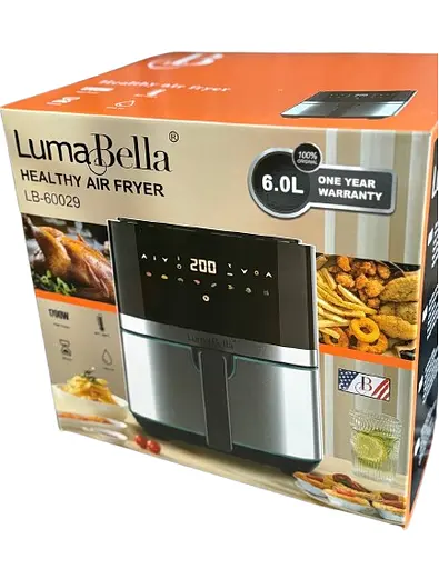 Аерофритюрниця LumaBella LB-60029 з регулюванням температури та антипригарною чашею 6 л 1700 Вт Чорний - фото 3
