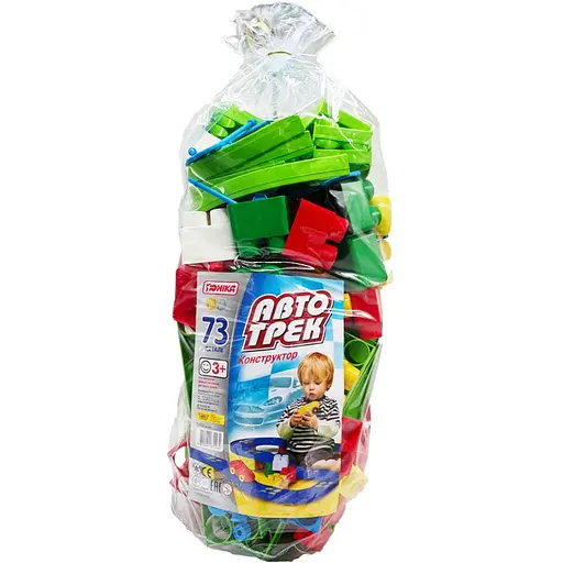 Конструктор детский Автотрек Юніка 70262 73 детали паяный пакет - фото 1