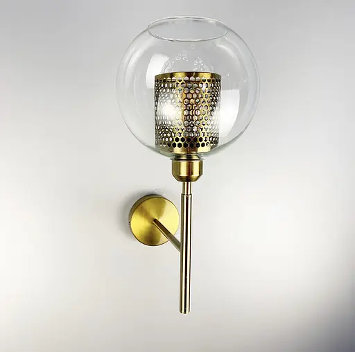 Дизайнерський настінний світильник у латунному каркасі Line F довжина 40 см Арт. W313 - фото 2