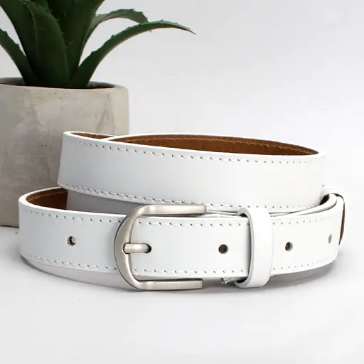 Ремень женский кожаный под брюки белый PS-2517 (130 см) - фото 1