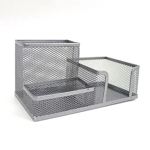 Органайзер настольный металлический Сетка, 3 отделения, серебро