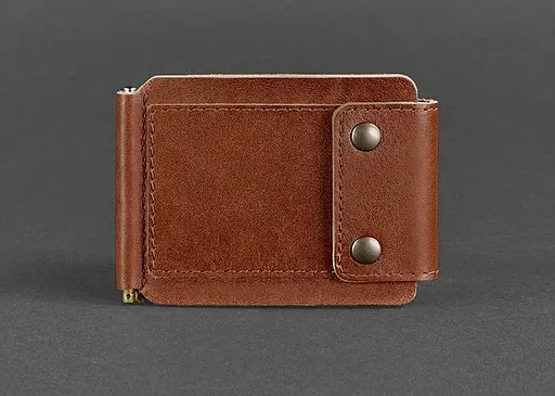 Мужской кожаный портмоне светло-коричневый 10.0 зажим для денег - фото 1
