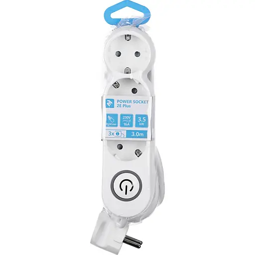 Мережевий фільтр Plus 3хТип F, 3х1мм кв, 10A, 3м, біло-сірий (2E-U03VES3M) - фото 4