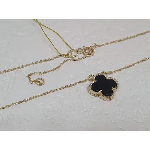 Золотое колье Платон Клевер с агатом. 2Н181/67Б 40 - фото 2