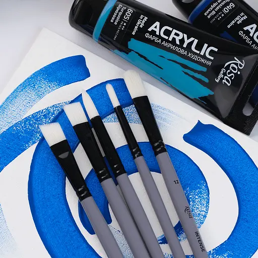 Кисть синтетика круглая INTENSE 1668R №000 длинная ручка Rosa - фото 6