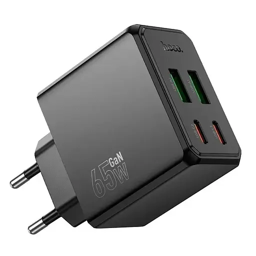 Зарядное устройство блок на 4 выхода (порта USB) Hoco CS19A 2*USB-C + 2*USB 65W черный - фото 1