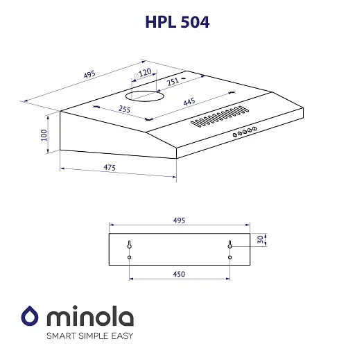Вытяжка плоская Minola HPL 504 I - фото 9