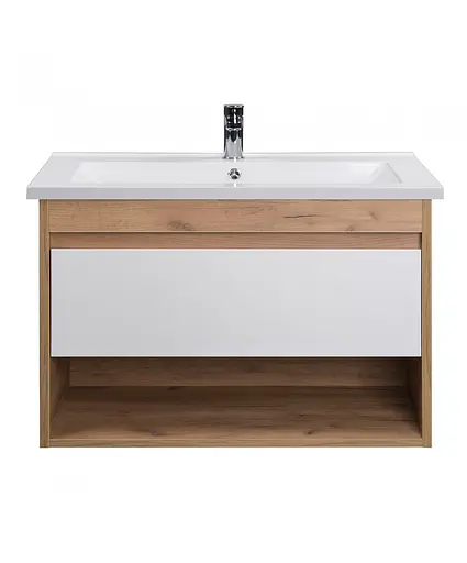 Тумба Мойдодир Oslo 80 Wood з умивальником Cosmo 80 дуб крафт/Білий - фото 4