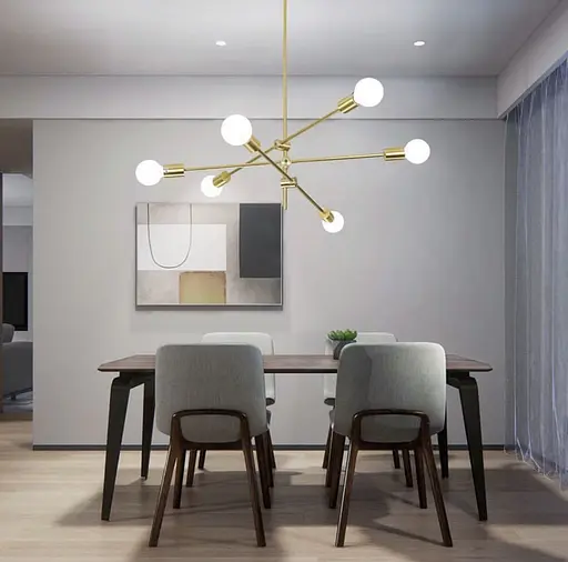 Мінімалістичний світильник без плафонів на 6 патронів з цоколем Е27 Line.F AOC 14/6 - фото 1